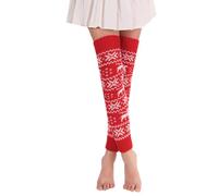 FGFD&OU Stulpen für Damen Warm Dicke Überknie Kniestrümpfe Strümpfe Overknees Stricken Thermosocken Lange Beinstulpen Gestrickte Wintersocken Legwarmers für Frauen (Xmas-Rot)