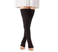FGFD&OU Stulpen für Damen Warm Dicke Überknie Kniestrümpfe Strümpfe Overknees Stricken Thermosocken Lange Beinstulpen Gestrickte Wintersocken Legwarmers für Frauen (Tiefgrau)