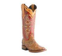 FGRID Damen-Cowgirl-Cowboystiefel, modischer Westernstiefel mit quadratischer Zehenpartie, Pelzfutter, Winterstiefel mit schmaler Zehenpartie und mittelhoher Wade,Rot,44