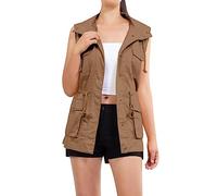 FGUUTYM Blazer Weste Damen äRmellos Stehkragen Weste Jacke Leichte ReißVerschluss Jacke Mit Taschen Oberteile Tops Vest Coat Jacke Outdoor Stehkragen Weste Jacke Leichte DüNn Jack üBergangsweste
