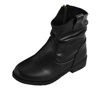 FGUUTYM Kinderschuhe MäDchen 28 Kurze Stiefel Prinzessin Schuhe mit Seitlicher Reißverschluss Kinderstiefel Schlupfstiefel Herbst Stiefeletten Rutschfest Ankle Boots Lederritterstiefel