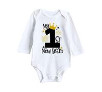 FGUUTYM My First New Year Kleidung Neugeborenes Baby Boy Girl Neujahr Outfits Letter Print Strampler Overall Outfits Set Festliches Outfit Baby Junge (White, 12-18 Months)