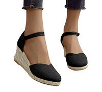 FGUUTYM Sandalen Damen Sommer Flach: Espadrilles Sandaletten Keilabsatz Sandaletten Sommerschuhe Boho Römersandalen Einzelne Schuhe Rutschfest Abendschuhe Damenschuhe Plateau Strandsandalen