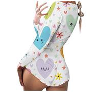 FGUUTYM schlafoverall damen kurz Erwachsene Einteiler Strampler Sexy Schlafanzug Onesies Blumen Overall Kuschelig Baumwolle Pyjama Set Mit Geknöpfter Klappe Playsuit Hausanzug Fashion Trainingsanzug