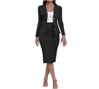 FGVFCS 2-teiliges Outfit für Damen, Rock, Anzug-Set, langärmelig, Blazer, Midi-Bleistiftröcke, Business-Anzüge, elegante Freizeit-Outfits, Rock-Sets, Büroarbeitsset, elegante Co-Ord-Sets,