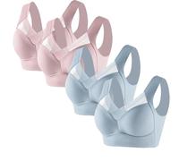 FGVFCS 4 Stück Komfort-BH für Damen, Multipack, bauchfreies Top, nahtlos, Sport-BH, Schlaf, Yoga, Bralette, Stretch-BHs, Netzweste, kabellos, weich, volle Abdeckung, ohne Bügel, mehrfarbig, 4XL