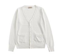 FGVFCS Damen-Strickjacken, dünne Mäntel, Herbst, lässig, übergroße Oberteile, Knopfleiste, langärmelig, V-Ausschnitt, bequem, leicht, Strickmäntel, Jacken, elegante Büro-Tops, 18 White, L