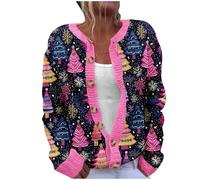 FGVFCS Weihnachts-Strickjacken für Damen, gestricktes Weihnachtsmuster, Jacken, Knopfleiste, langärmelig, lässig, Festival, Tops, vorne offen, lustig, Übergröße S-5XL, 30, mehrfarbig, XXL