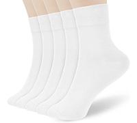 FGZ Women Thin Cotton Socks, Warm Soft Cotton Socks Women Above Ankle Crew Socks 5 Pairs (White B)