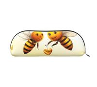 FHEBNDS Bee Love Honey Make-up-Tasche für Damen und Herren, großes Federmäppchen, ästhetisches Federmäppchen, Münztasche, Leder-Kosmetiktasche mit Reißverschluss, Büro-Organizer, Reiseutensilien, Gold