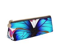 FHEBNDS Bunte Make-up-Tasche mit Schmetterlingen, für Damen und Herren, großes Federmäppchen, ästhetisches Federmäppchen, Münztasche, Leder-Kosmetiktasche mit Reißverschluss, Büro-Organizer