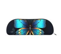 FHEBNDS Elegante Make-up-Tasche mit Schmetterlingsmotiv für Damen und Herren, großes Federmäppchen, ästhetisches Federmäppchen, Münztasche, Leder-Kosmetiktasche mit Reißverschluss, Büro-Organizer