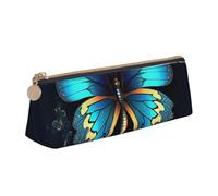 FHEBNDS Elegante Make-up-Tasche mit Schmetterlingsmotiv für Damen und Herren, großes Federmäppchen, ästhetisches Federmäppchen, Münztasche, Leder-Kosmetiktasche mit Reißverschluss, Büro-Organizer