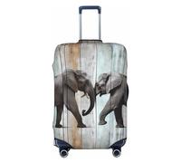 FHEBNDS Gepäckabdeckung, Elefant auf Holz, waschbar, TSA-zugelassen, elastisch, Spandex, kratzfest, Reisegepäckabdeckung, passend für 45,7 - 81,3 cm Gepäck, Schwarz , XL