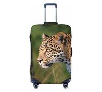 FHEBNDS Gepäckabdeckung mit afrikanischem Leopardenmuster, waschbar, TSA-zugelassen, elastisch, Spandex, kratzfest, Reisegepäckabdeckung, passend für 45,7 - 81,3 cm Gepäck, Schwarz , S