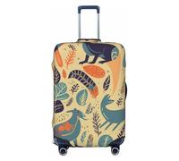 FHEBNDS Gepäckabdeckung mit australischen Tieren, waschbar, TSA-zugelassen, elastisch, Spandex, kratzfest, Reisegepäckabdeckung, passend für Gepäck von 45,7 - 81,3 cm, Schwarz , L