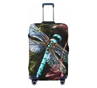 FHEBNDS Gepäckabdeckung mit Libellen-Motiv, waschbar, TSA-zugelassen, elastisch, Spandex, kratzfest, Reisegepäckabdeckung, passend für 45,7 - 81,3 cm Gepäck, Schwarz , XL