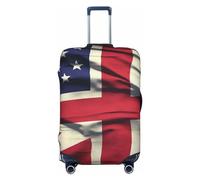 FHEBNDS Gepäckabdeckung mit USA-Flagge, waschbar, TSA-zugelassen, elastisch, Spandex, kratzfest, Reisegepäckabdeckung, passend für 45,7 - 81,3 cm Gepäck, Schwarz , S