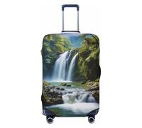 FHEBNDS Gepäckabdeckung mit Wasserfall-Landschaftsmalerei, waschbar, TSA-zugelassen, elastisch, Spandex, kratzfest, Reisegepäckabdeckung, passend für 45,7 - 81,3 cm Gepäck, Schwarz , M