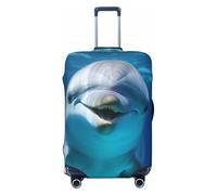 FHEBNDS Gepäckabdeckung, Motiv: Delfin mit Lächeln, waschbar, TSA-zugelassen, elastisch, Spandex, kratzfest, Reisegepäckabdeckung, passend für 45,7 - 81,3 cm Gepäck, Schwarz , L