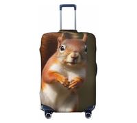 FHEBNDS Gepäckabdeckung, Motiv: Eichhörnchen, lustig, waschbar, TSA-zugelassen, elastisch, Spandex, kratzfest, Reisegepäckabdeckung, passend für 45,7 - 81,3 cm Gepäck, Schwarz , L