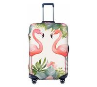 FHEBNDS Gepäckabdeckung, Motiv: Flamingos und Blumen, waschbar, TSA-zugelassen, elastisch, Spandex, kratzfest, Reisegepäckabdeckung, passend für 45,7 - 81,3 cm Gepäck, Schwarz , XL