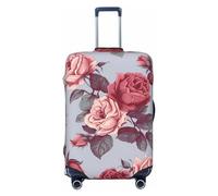 FHEBNDS Gepäckabdeckung, Motiv: Rote Rosen, Blumenmuster, waschbar, TSA-zugelassen, elastisch, Spandex, kratzfest, Reisegepäckabdeckung, passend für 45,7 - 81,3 cm Gepäck, Schwarz , XL