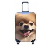 FHEBNDS Happy pomeranian Gepäckabdeckung, waschbar, TSA-geprüft, elastischer Elastan, Koffer-Schutz, kratzfest, Reisegepäck, passend für 45,7 - 81,3 cm Gepäck, Schwarz , XL