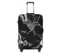 FHEBNDS Kofferabdeckung aus schwarzem und weißem Marmor, waschbar, TSA-geprüft, elastischer Elastan-Koffer-Schutz, kratzfest, Reisegepäckabdeckung, passend für 45,7 - 81,3 cm Gepäck, Schwarz , L