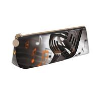 FHEBNDS Kosmetiktasche mit Mikrofon mit Musiknoten für Damen und Herren, großes Federmäppchen, ästhetisches Federmäppchen, Münztasche, Leder-Kosmetiktasche mit Reißverschluss, Büro-Organizer