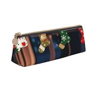 FHEBNDS Kosmetiktasche mit Weihnachtssocken, für Damen und Herren, großes Federmäppchen, ästhetisches Federmäppchen, Münztasche, Leder-Kosmetiktasche mit Reißverschluss, Büro-Organizer