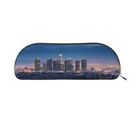 FHEBNDS Los Angeles Skyline Make-up-Tasche für Damen und Herren, großes Federmäppchen, ästhetisches Federmäppchen, Münztasche, Leder-Kosmetiktasche mit Reißverschluss, Büro-Organizer, Reiseutensilien