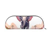 FHEBNDS Lucky Elephant Make-up-Tasche für Damen und Herren, großes Federmäppchen, ästhetisches Federmäppchen, Münztasche, Leder-Kosmetiktasche mit Reißverschluss, Büro-Organizer, Reiseutensilien, gold