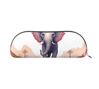 FHEBNDS Lucky Elephant Make-up-Tasche für Damen und Herren, großes Federmäppchen, ästhetisches Federmäppchen, Münztasche, Leder-Kosmetiktasche mit Reißverschluss, Büro-Organizer, Reiseutensilien