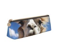 FHEBNDS Lustiges Alpaka-Llama-Make-up-Tasche für Damen und Herren, großes Federmäppchen, ästhetisches Federmäppchen, Münztasche, Leder-Kosmetiktasche mit Reißverschluss, Büro-Organizer