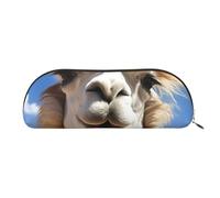 FHEBNDS Lustiges Alpaka-Llama-Make-up-Tasche für Damen und Herren, großes Federmäppchen, ästhetisches Federmäppchen, Münztasche, Leder-Kosmetiktasche mit Reißverschluss, Büro-Organizer