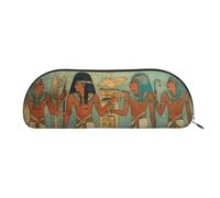 FHEBNDS Make-up-Tasche für Damen im alten Ägypten, großes Federmäppchen, ästhetisches Federmäppchen, Münztasche, Leder-Kosmetiktasche mit Reißverschluss, Büro-Organizer, Reiseutensilien, silber