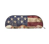 FHEBNDS Make-up-Tasche mit amerikanischer Flagge und Baseball-Make-up-Tasche für Damen und Herren, großes Federmäppchen, ästhetisches Federmäppchen, Münztasche, Leder-Kosmetiktasche mit Reißverschluss
