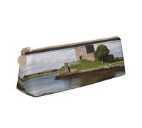 FHEBNDS Make-up-Tasche mit Blick auf das Dunguaire-Schloss, großes Federmäppchen, ästhetisches Federmäppchen, Münztasche, Leder-Kosmetiktasche mit Reißverschluss, Büro-Organizer, Reiseutensilien