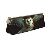 FHEBNDS Make-up-Tasche mit fliegender Eule für Damen und Herren, großes Federmäppchen, ästhetisches Federmäppchen, Münztasche, Leder-Kosmetiktasche mit Reißverschluss, Büro-Organizer, Reiseutensilien