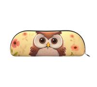 FHEBNDS Make-up-Tasche mit niedlicher Eule für Damen und Herren, großes Federmäppchen, ästhetisches Federmäppchen, Münztasche, Leder-Kosmetiktasche mit Reißverschluss, Büro-Organizer, Reiseutensilien