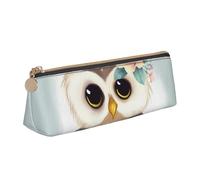 FHEBNDS Make-up-Tasche mit niedlicher Eule mit Blumen, großes Federmäppchen, ästhetisches Federmäppchen, Münztasche, Leder-Kosmetiktasche mit Reißverschluss, Büro-Organizer, Reiseutensilien
