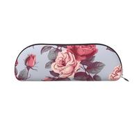 FHEBNDS Make-up-Tasche mit roten Rosen, Blumenmuster, für Damen und Herren, großes Federmäppchen, ästhetisches Federmäppchen, Münztasche, Leder-Kosmetiktasche mit Reißverschluss, Büro-Organizer