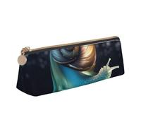 FHEBNDS Make-up-Tasche mit schimmernder Schnecke für Damen und Herren, großes Federmäppchen, ästhetisches Federmäppchen, Münztasche, Leder-Kosmetiktasche mit Reißverschluss, Büro-Organizer