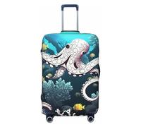 FHEBNDS Marine Life Kofferabdeckung, waschbar, TSA-geprüft, elastisch, Spandex, kratzfest, Reisegepäckabdeckung, passend für 45,7 - 81,3 cm Gepäck, Schwarz , S