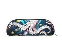 FHEBNDS Marine Life Make-up-Tasche für Damen und Herren, großes Federmäppchen, ästhetisches Federmäppchen, Münztasche, Leder-Kosmetiktasche mit Reißverschluss, Büro-Organizer, Reiseutensilien, silber