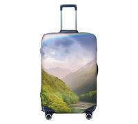 FHEBNDS Mountain Valley mit Regenbogen-Gepäckabdeckung, waschbar, TSA-zugelassen, elastisch, Spandex, kratzfest, Reisegepäckabdeckung, passend für 45,7 - 81,3 cm Gepäck, Schwarz , S
