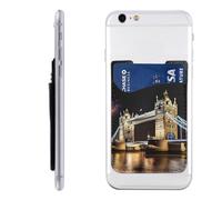 FHEBNDS Night London Tower Bridge Handygeldbörse zum Aufkleben, Handy-Kartenhalter für Handyhülle, Leder, Ausweis, Kreditkartenetui für Damen und Herren, selbstklebende Handy-Tasche für die Rückseite