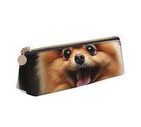 FHEBNDS Pomeranian Make-up-Tasche für Damen und Herren, großes Federmäppchen, ästhetisches Federmäppchen, Münztasche, Leder-Kosmetiktasche mit Reißverschluss, Büro-Organizer, Reiseutensilien