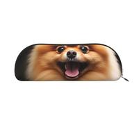 FHEBNDS Pomeranian Make-up-Tasche für Damen und Herren, großes Federmäppchen, ästhetisches Federmäppchen, Münztasche, Leder-Kosmetiktasche mit Reißverschluss, Büro-Organizer, Reiseutensilien, Gold